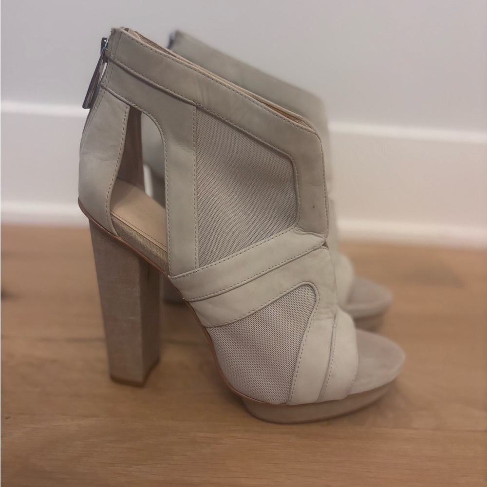 Calvin Klein Cream High Heel Ankle Boots.